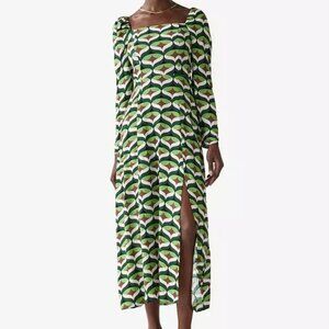& Other Stories  Green Printed Puff Sleeve Midi Dress